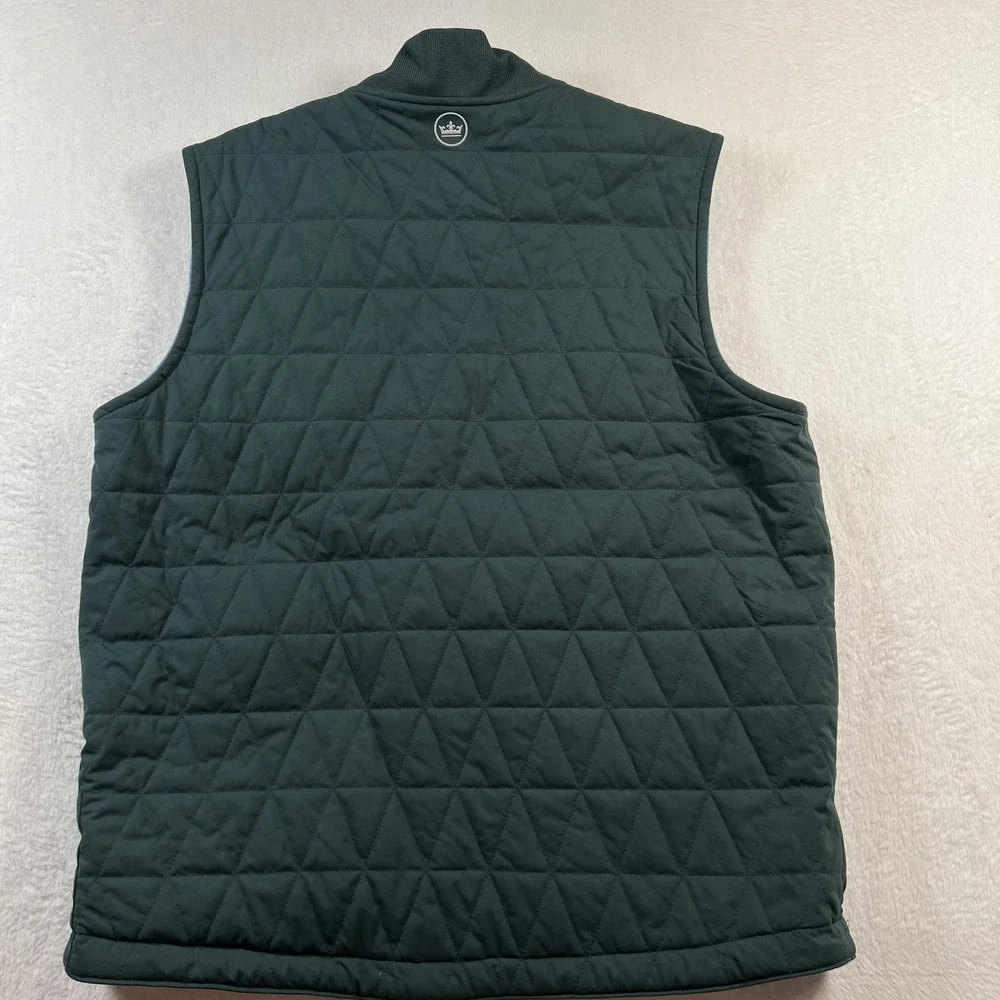 Peter Millar Quilted Vest Mens Large green Fleece Lined Full Zip Golf athletic